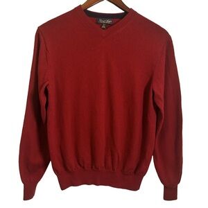 Garret Scott| Sweater V-Neck Pure Merino Wool | Soft Warm | Red | Size S